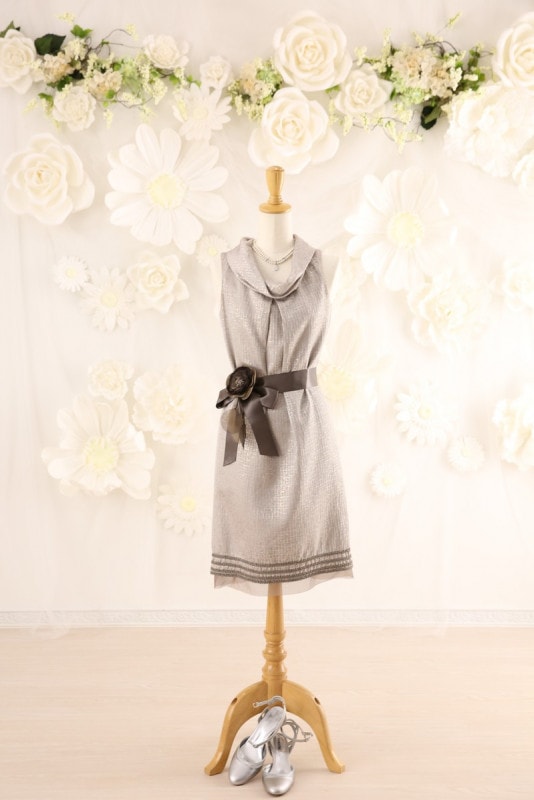 【結婚式パーティーお呼ばれドレスレンタル】結婚式/謝恩会/二次会/かわいい/グレー/9号/16-3/Merci