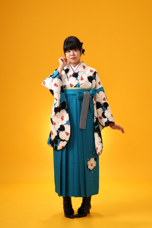 【卒業式袴レンタル/着物レンタル/通販レンタル】　九重/学生袴/先生袴/卒業式/小学生袴/モダン/水色/白/着物-386/袴-248