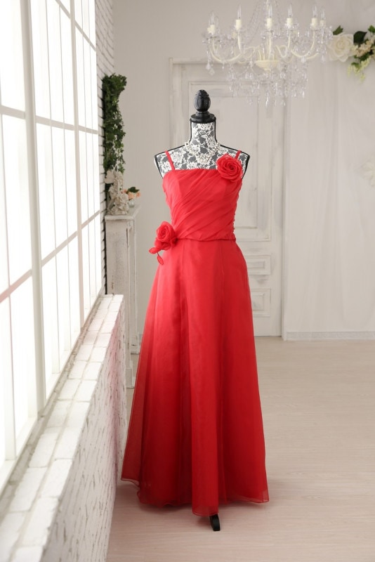 【結婚式パーティーお呼ばれドレスレンタル】結婚式/謝恩会/二次会/ロングドレス/赤/9号/05-107/Merci