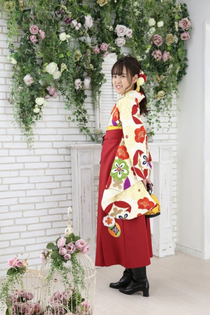 【卒業式袴レンタル/着物レンタル/通販レンタル】　kansai/学生袴/先生袴/卒業式/小学生袴/モダン/黄色/赤/緑/着物-433/袴-291