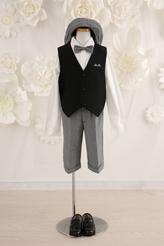 【結婚式パーティーお呼ばれ男の子フォーマル・男の子レンタル】結婚式/発表会/男の子スーツ/黒/3歳用/J3-25（100）