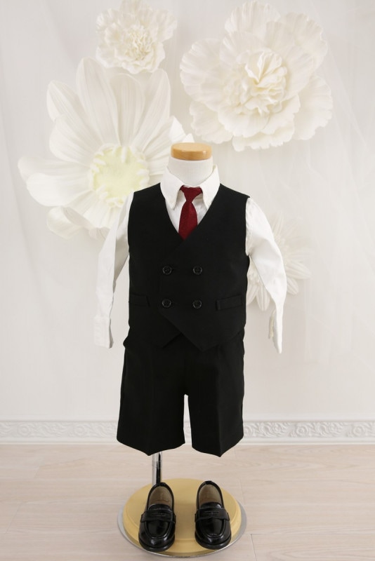 【結婚式パーティーお呼ばれ男の子フォーマル・男の子レンタル】結婚式/発表会/男の子スーツ/黒/1歳用/2歳用/J1-9（80）