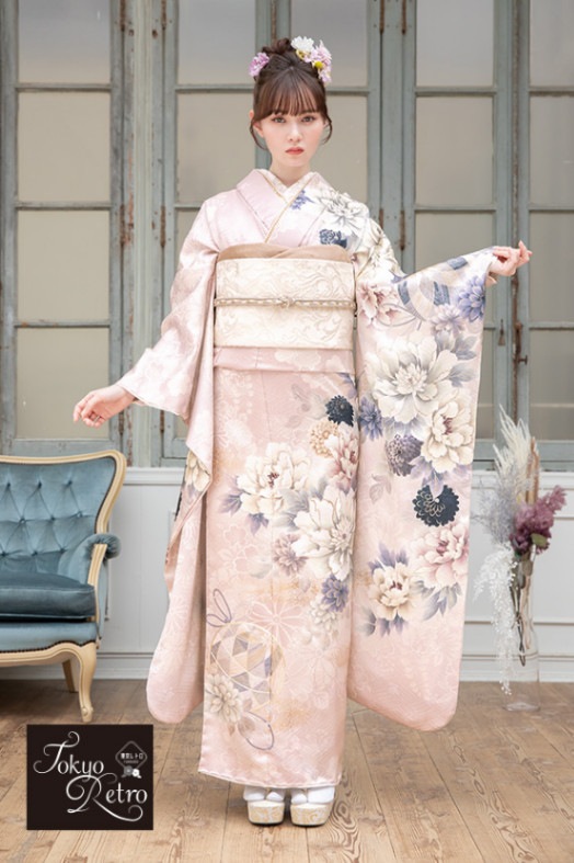 【振袖レンタル 成人式 結婚式 着物レンタル 前撮り】ブランド　振袖/東京レトロ/成人式/振袖/ピンク地/振袖-650