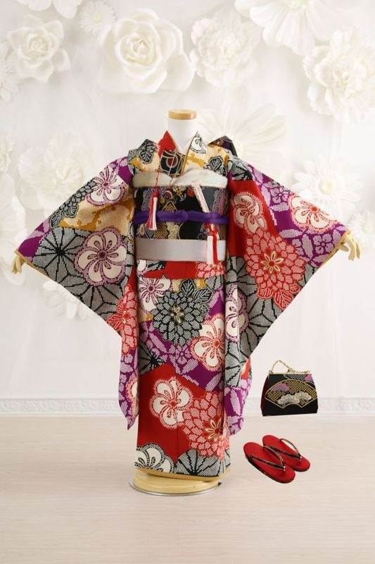 【七五三レンタル/着物セット/通販レンタル】ブランド/にこるんkids style/赤色/七G7-50