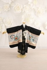 【七五三レンタル/着物セット/通販レンタル】黒/３歳袴セット/七J3-2