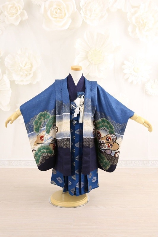 【七五三レンタル/着物セット/通販レンタル】黒/３歳袴セット/七J3-1