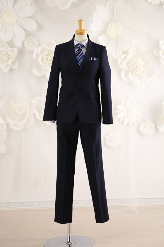 【結婚式パーティーお呼ばれ男の子フォーマル・男の子レンタル】結婚式/発表会/男の子スーツ/紺/11歳用/J11-12（140）