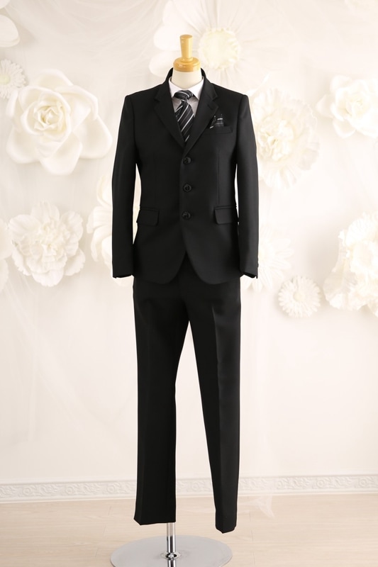 【結婚式パーティーお呼ばれ男の子フォーマル・男の子レンタル】結婚式/発表会/男の子スーツ/黒/12歳用/J15-5（150）