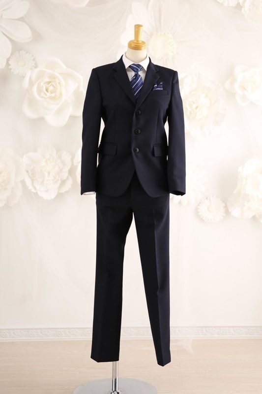 【結婚式パーティーお呼ばれ男の子フォーマル・男の子レンタル】結婚式/発表会/男の子スーツ/紺/12歳用/J15-6（150）