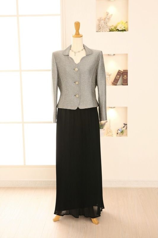 【結婚式パーティーお呼ばれドレスレンタル】結婚式/謝恩会/二次会/ロングスカート/グレー/グレー/11号/11-264／10-65/Merci