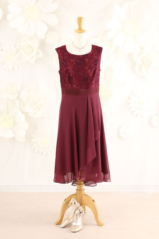 【結婚式パーティーお呼ばれドレスレンタル】結婚式/謝恩会/二次会/赤/17号/08-165/Merci