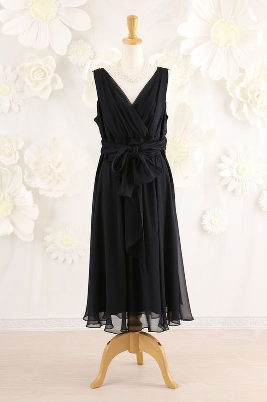 【結婚式パーティーお呼ばれドレスレンタル】結婚式/謝恩会/二次会/15号/08-106/ブラック