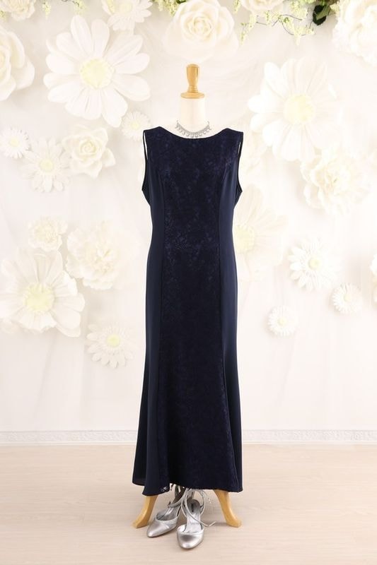 【結婚式パーティーお呼ばれドレスレンタル】結婚式/謝恩会/二次会/08-159/19号/ネイビー