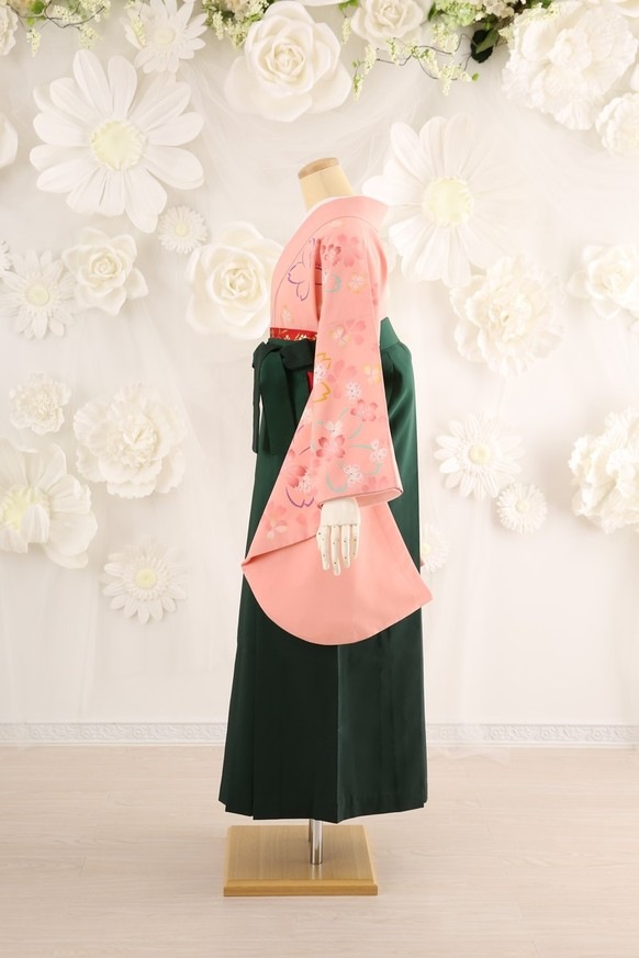 卒業式袴レンタル 着物レンタル 通販レンタル 学生袴 先生袴 卒業式 小学生袴 かわいい袴 ピンク 緑 着物 137 袴 129 スタイル かわいい キュート 貸衣装マリリンハウス