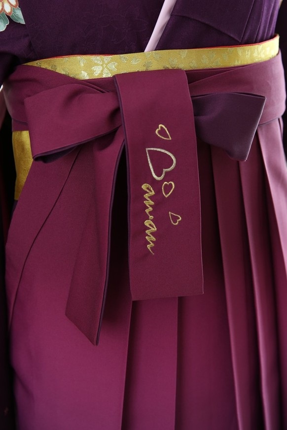 【卒業式袴レンタル/着物レンタル/通販レンタル】ブランド　anan/学生袴/卒業式/小学生袴/かわいい袴/紫／エンジ／着物-248/袴-149