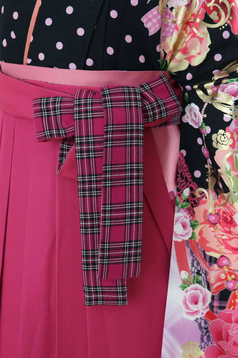 【卒業式袴レンタル/着物レンタル/通販レンタル】　ブランドGirl's talk/学生袴/卒業式/小学生袴/かわいい袴/ピンク/黒/着物-298/袴-193