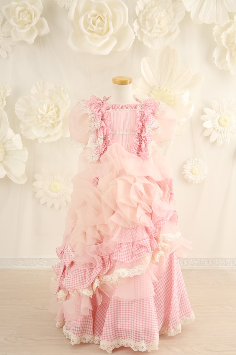 【女の子ドレスレンタル】【子供ドレスレンタル結婚式　発表会】　結婚式/発表会/かわいい/ピンク/G7-114（7才）