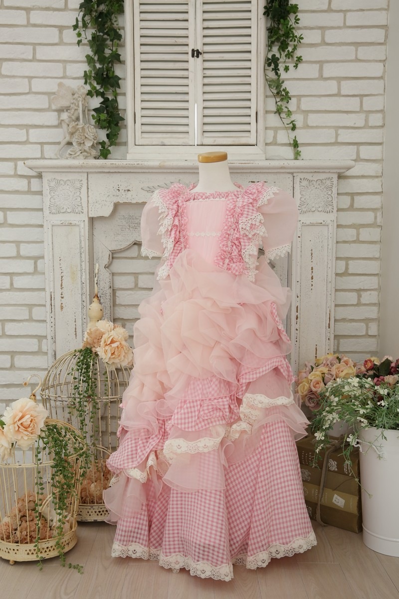 【女の子ドレスレンタル】【子供ドレスレンタル結婚式　発表会】　結婚式/発表会/かわいい/ピンク/G7-114（7才）