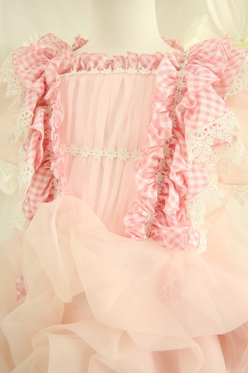 【女の子ドレスレンタル】【子供ドレスレンタル結婚式　発表会】　結婚式/発表会/かわいい/ピンク/G7-114（7才）