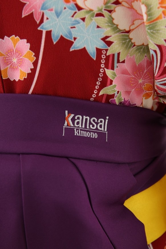 【卒業式袴レンタル/着物レンタル/通販レンタル】 ブランド/Kansai/学生袴/卒業式/小学生袴/かわいい袴/赤/紫/着物-228/袴-116