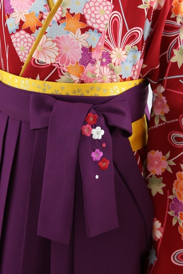 【卒業式袴レンタル/着物レンタル/通販レンタル】 ブランド/Kansai/学生袴/卒業式/小学生袴/かわいい袴/赤/紫/着物-228/袴-116