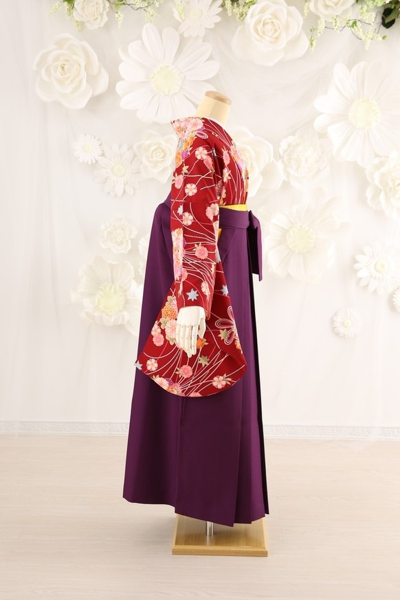 【卒業式袴レンタル/着物レンタル/通販レンタル】 ブランド/Kansai/学生袴/卒業式/小学生袴/かわいい袴/赤/紫/着物-228/袴-116