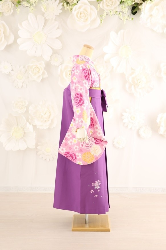 【卒業式袴レンタル/着物レンタル/通販レンタル】　ブランド 押切もえ/学生袴/卒業式/小学生袴/かわいい袴/ピンク/パープル/着物-274/袴-174