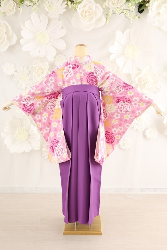【卒業式袴レンタル/着物レンタル/通販レンタル】　ブランド 押切もえ/学生袴/卒業式/小学生袴/かわいい袴/ピンク/パープル/着物-274/袴-174