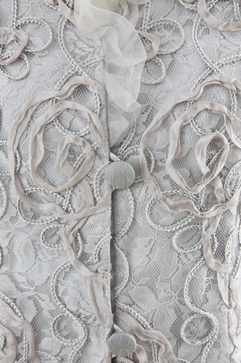 【結婚式パーティーお呼ばれドレスレンタル】結婚式/謝恩会/二次会/シルバー/レース/9号/02-139