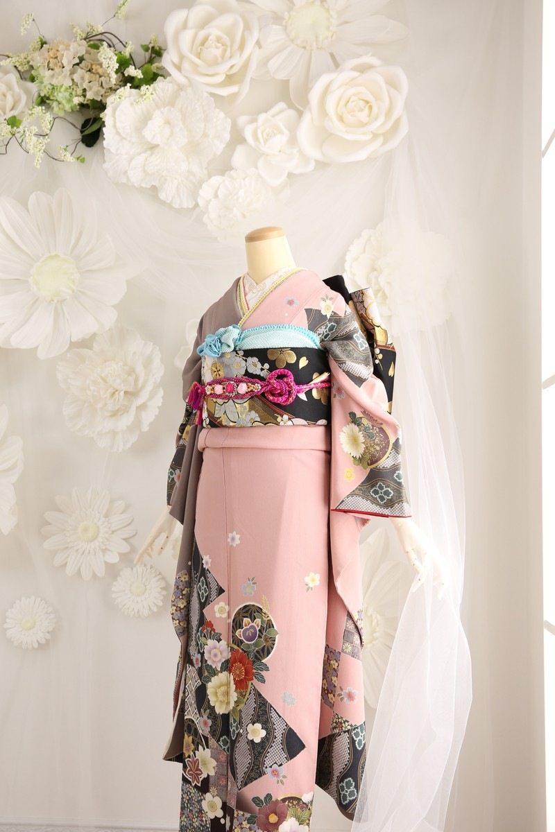 407伝統　紅型染め　花　正絹振袖6点フルセット成人式卒業式結婚式 407伝統紅型染め花正絹振袖6点フルセット成人式卒業式結婚式