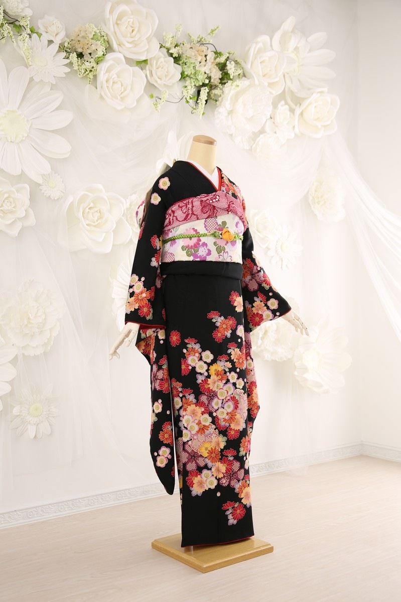【振袖レンタル 成人式 結婚式 着物レンタル 前撮り】　振袖/ブランド/カンサイ/成人式/黒/振袖-226