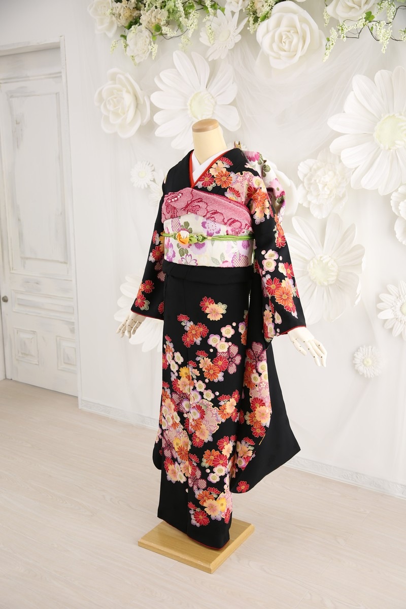 【振袖レンタル 成人式 結婚式 着物レンタル 前撮り】　振袖/ブランド/カンサイ/成人式/黒/振袖-226