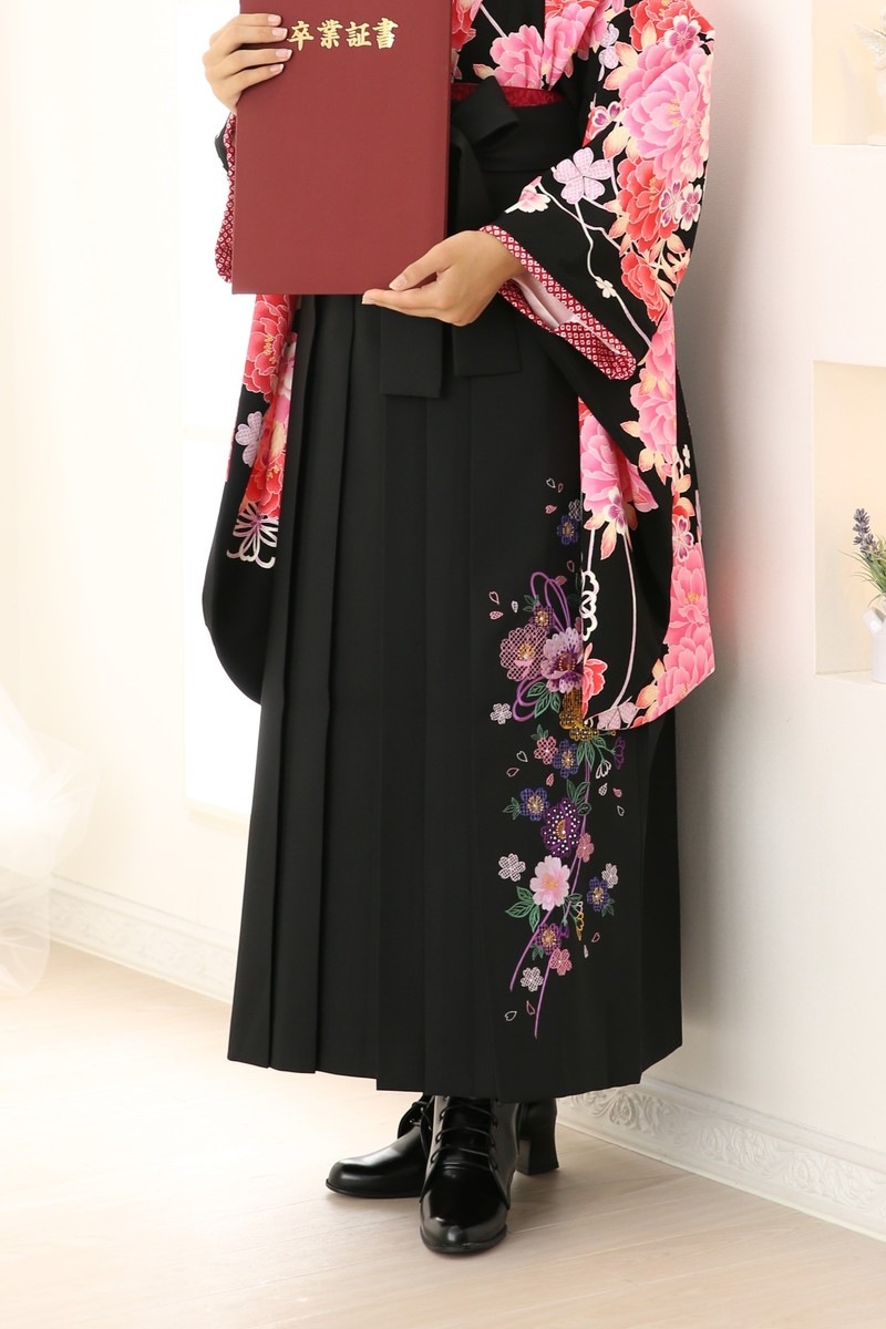 【卒業式袴レンタル/着物レンタル/通販レンタル】　ブランド　kannsai ベッキー/学生袴/先生袴/卒業式/小学生袴/かわいい/黒/ピンク/着物-251/袴-166