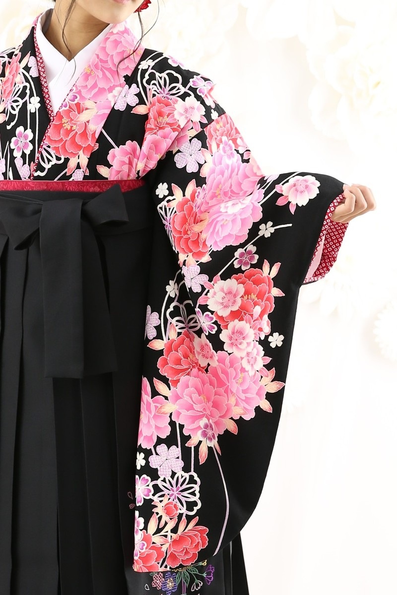 【卒業式袴レンタル/着物レンタル/通販レンタル】　ブランド　kannsai ベッキー/学生袴/先生袴/卒業式/小学生袴/かわいい/黒/ピンク/着物-251/袴-166