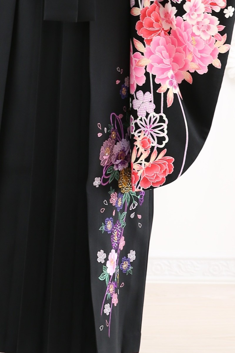 【卒業式袴レンタル/着物レンタル/通販レンタル】　ブランド　kannsai ベッキー/学生袴/先生袴/卒業式/小学生袴/かわいい/黒/ピンク/着物-251/袴-166