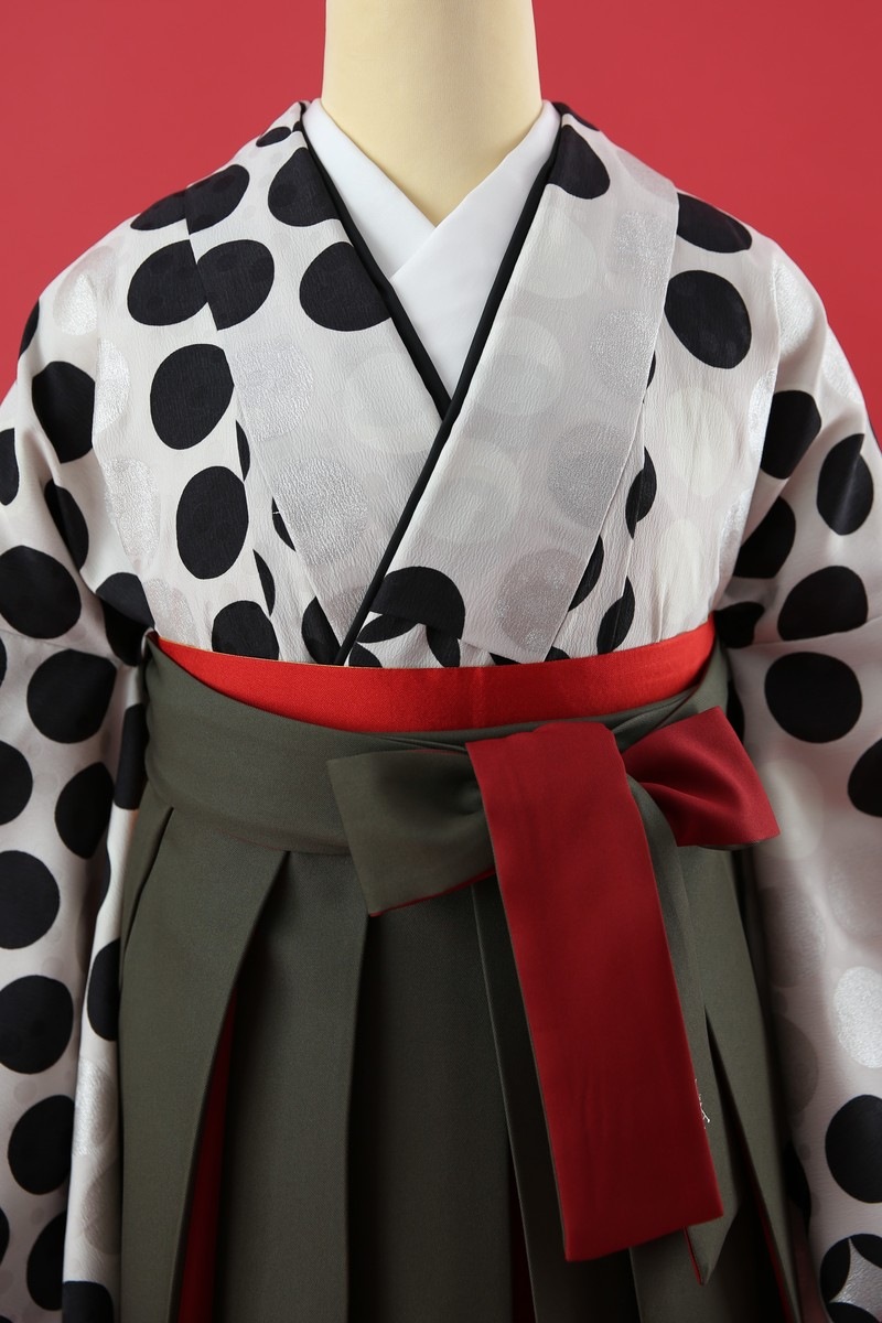 【卒業式袴レンタル/着物レンタル/通販レンタル】　ブランド モダンアンテナ/学生袴/卒業式/小学生袴/モダン/赤/グレー/白/黒/茶/着物-429/袴-286