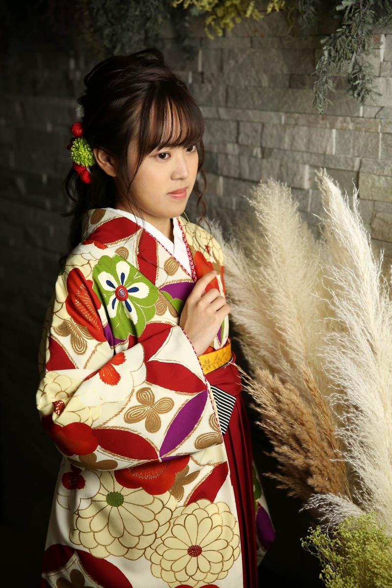 【卒業式袴レンタル/着物レンタル/通販レンタル】　kansai/学生袴/先生袴/卒業式/小学生袴/モダン/黄色/赤/緑/着物-433/袴-291