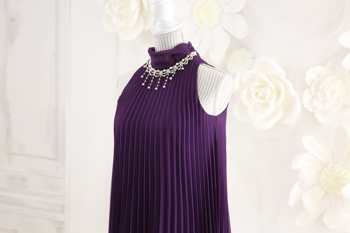 【結婚式パーティーお呼ばれドレスレンタル】結婚式/謝恩会/二次会/かわいい/紫/9号/17-70