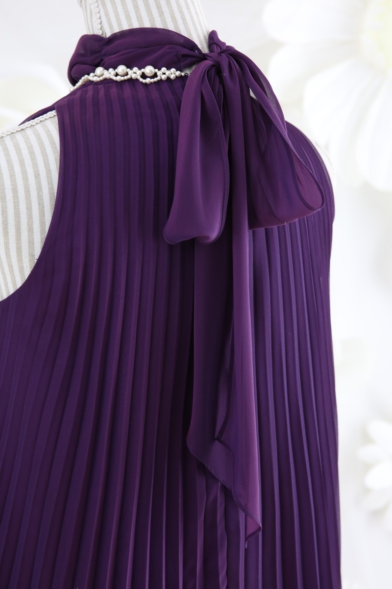 【結婚式パーティーお呼ばれドレスレンタル】結婚式/謝恩会/二次会/かわいい/紫/9号/17-70