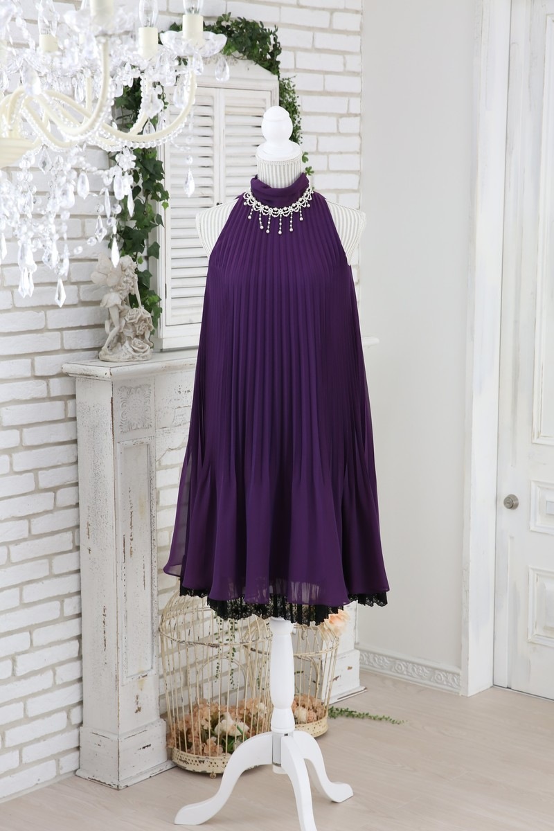 【結婚式パーティーお呼ばれドレスレンタル】結婚式/謝恩会/二次会/かわいい/紫/9号/17-70