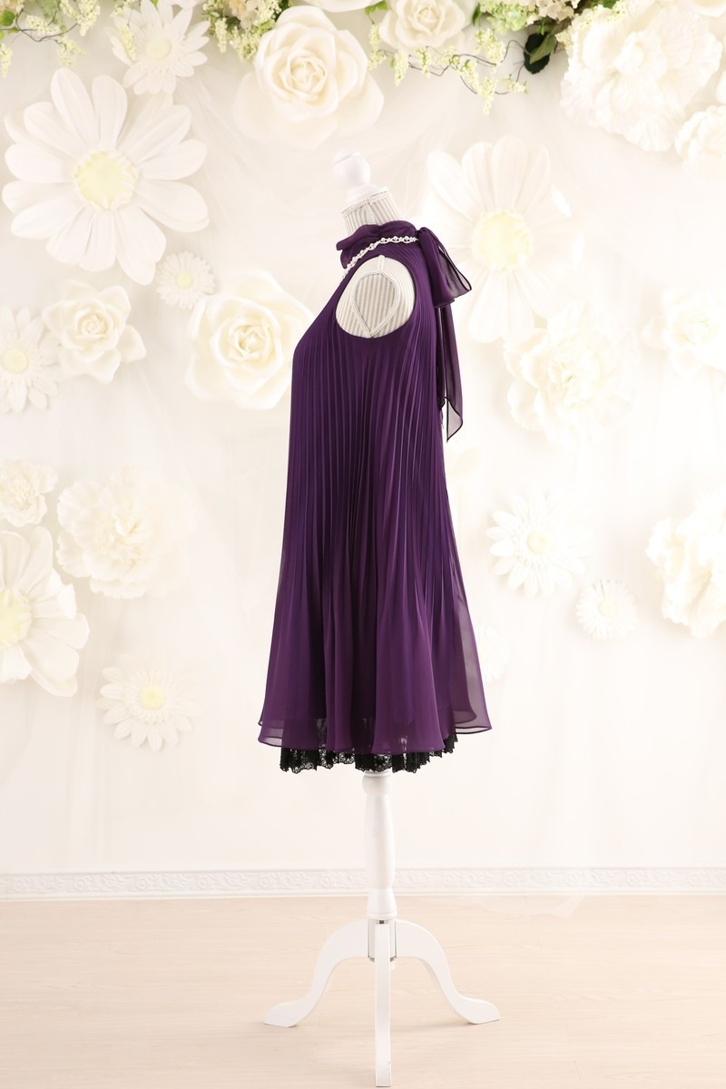 【結婚式パーティーお呼ばれドレスレンタル】結婚式/謝恩会/二次会/かわいい/紫/9号/17-70