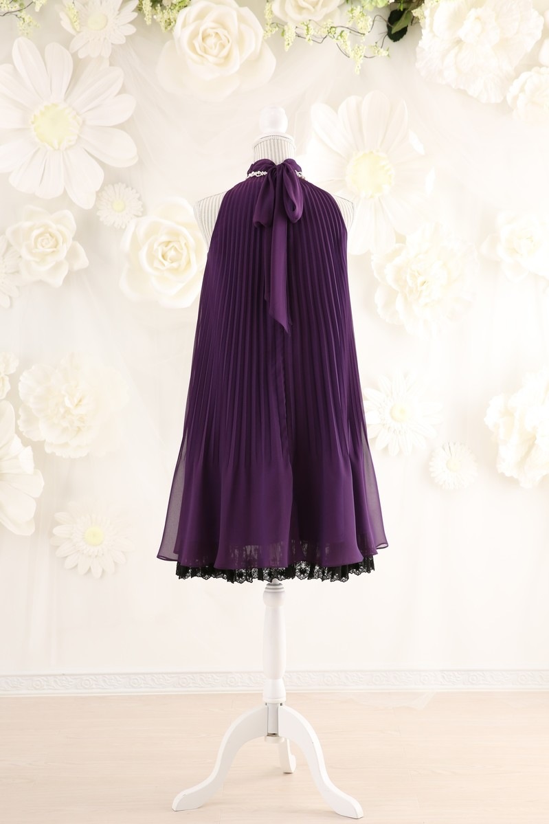 【結婚式パーティーお呼ばれドレスレンタル】結婚式/謝恩会/二次会/かわいい/紫/9号/17-70
