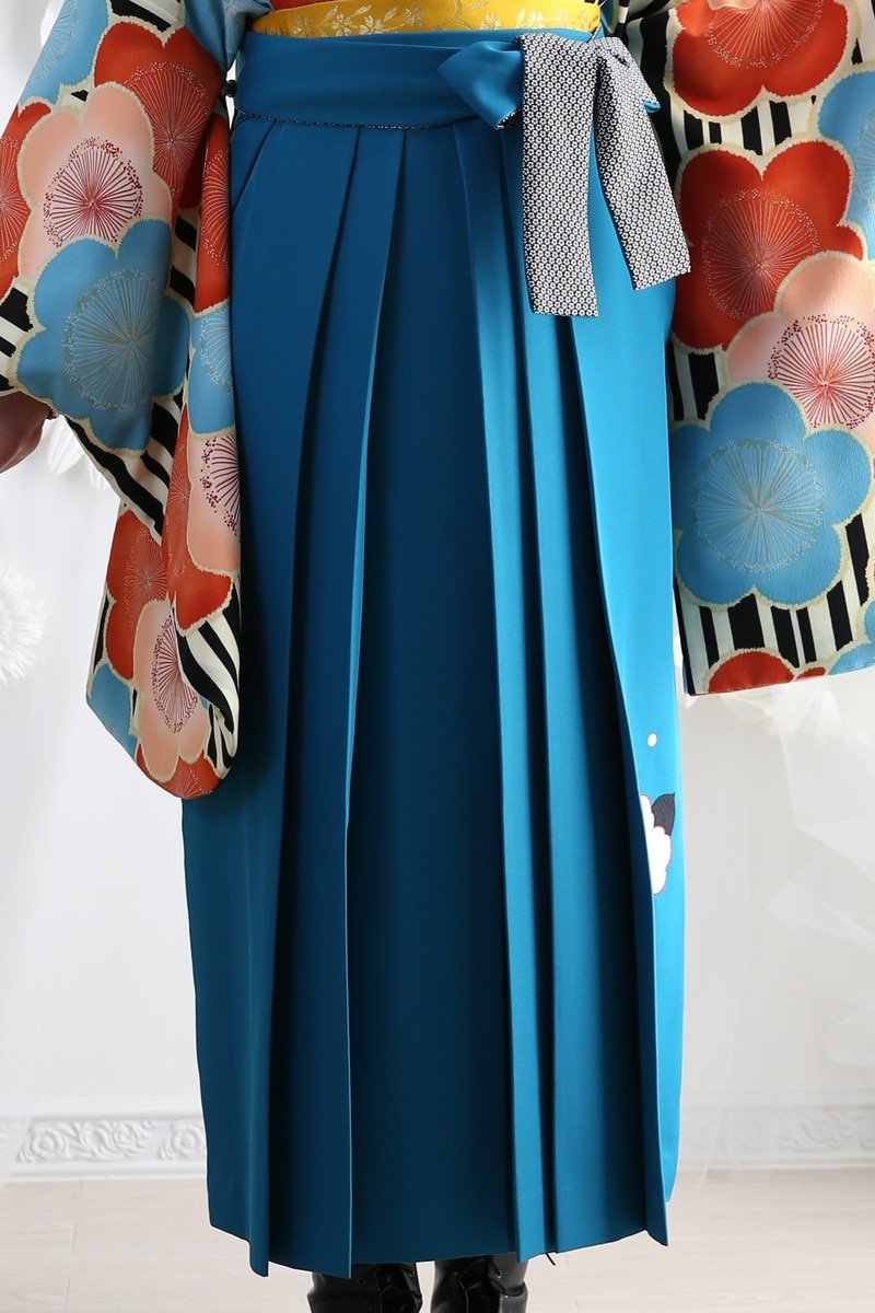 【卒業式袴レンタル/着物レンタル/通販レンタル】　九重/学生袴/先生袴/卒業式/小学生袴/モダン/水色/オレンジ/ターコイズブルー/着物-385/袴-248