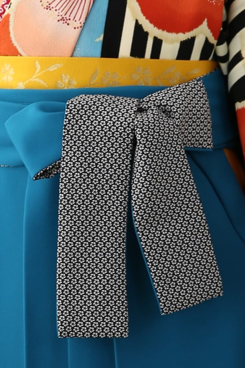 【卒業式袴レンタル/着物レンタル/通販レンタル】　九重/学生袴/先生袴/卒業式/小学生袴/モダン/水色/オレンジ/ターコイズブルー/着物-385/袴-248