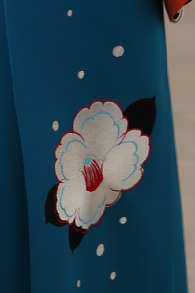 【卒業式袴レンタル/着物レンタル/通販レンタル】　九重/学生袴/先生袴/卒業式/小学生袴/モダン/水色/オレンジ/ターコイズブルー/着物-385/袴-248