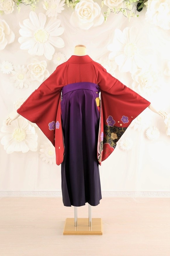 【卒業式袴レンタル/着物レンタル/通販レンタル】　学生袴/先生袴/卒業式/小学生袴/レトロ袴/赤/紫/着物-83/袴-2