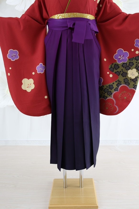 【卒業式袴レンタル/着物レンタル/通販レンタル】　学生袴/先生袴/卒業式/小学生袴/レトロ袴/赤/紫/着物-83/袴-2