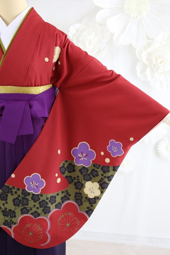 【卒業式袴レンタル/着物レンタル/通販レンタル】　学生袴/先生袴/卒業式/小学生袴/レトロ袴/赤/紫/着物-83/袴-2
