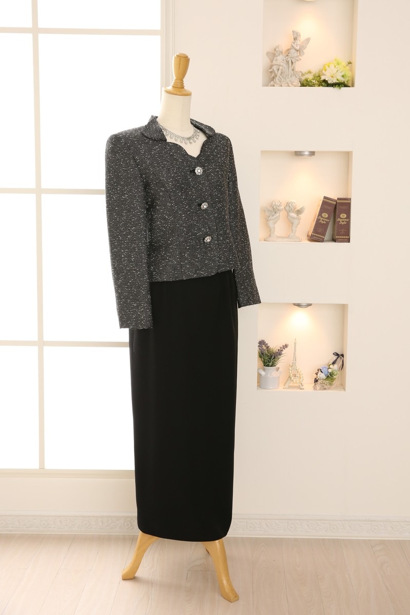 【結婚式パーティーお呼ばれドレスレンタル】結婚式/謝恩会/二次会/黒/シルバー/9号/01-363