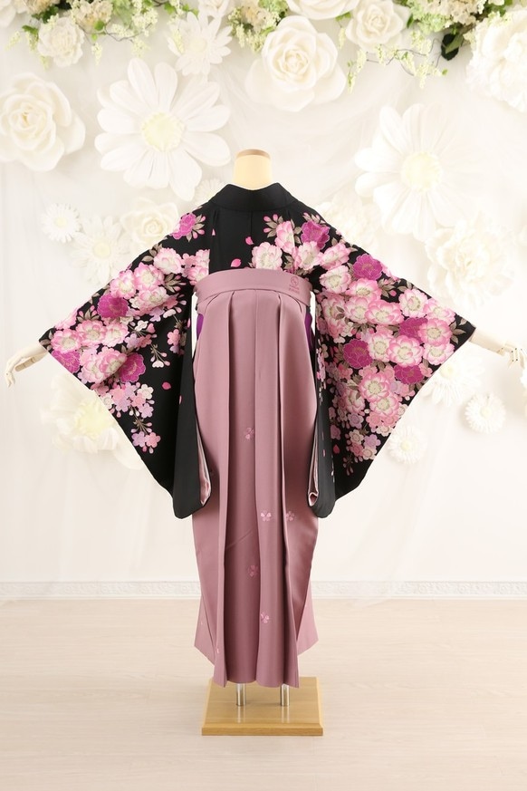 【卒業式袴レンタル/着物レンタル/通販レンタル】　ブランド　ナカノヒロミチ/学生袴/卒業式/小学生袴/かわいい袴/黒/ピンク/紫/着物-249/袴-112